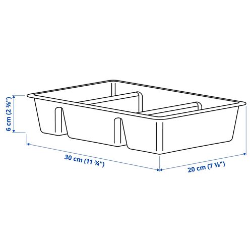 RAGGISAR, box with compartments, dark grey, 20x30 cm