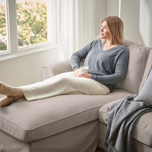 EKTORP, 2-seat sofa and chaise longue, totebo light beige