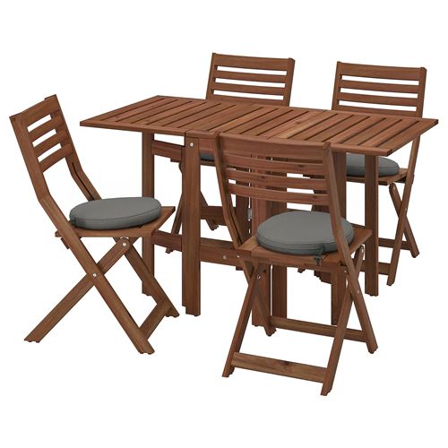 APPLARÖ, katlanabilir masa ve sandalye seti, kahverengi