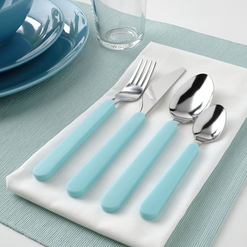 UPPHOJD, cutlery set, turquoise