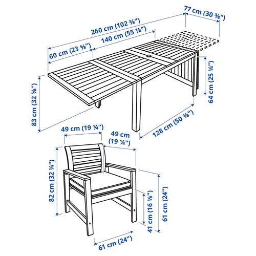 APPLARÖ, kanatlı yemek masası-sandalye-arkalıklı bank seti, kahverengi