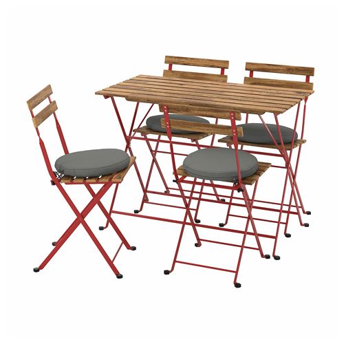 TARNÖ, katlanabilir masa ve sandalye seti, kırmızı-kahverengi