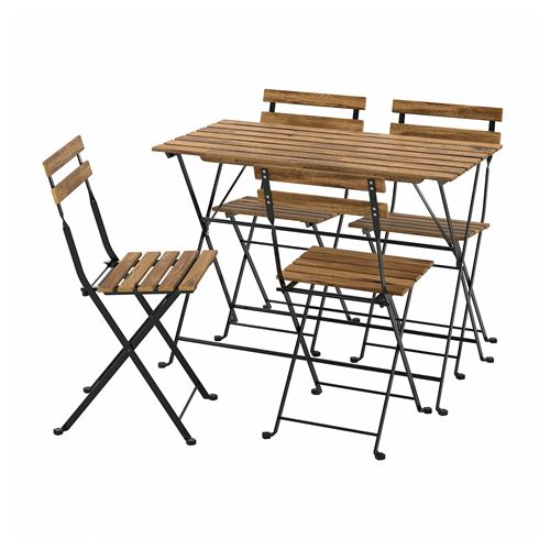 TARNÖ, katlanabilir masa ve sandalye seti, siyah-kahverengi