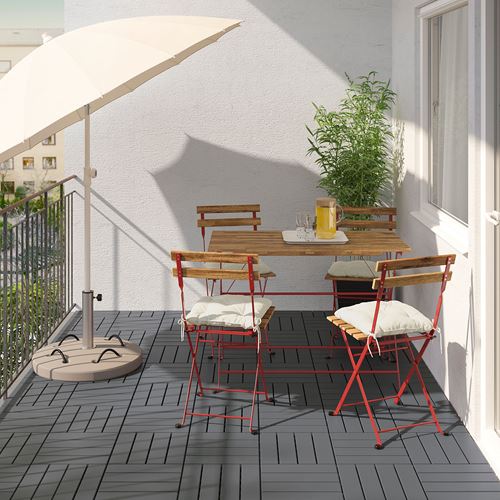 TARNÖ, folding chair and table set, red-brown