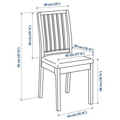LANEBERG/EKEDALEN, yemek masası takımı, beyaz, 4 sandalyeli