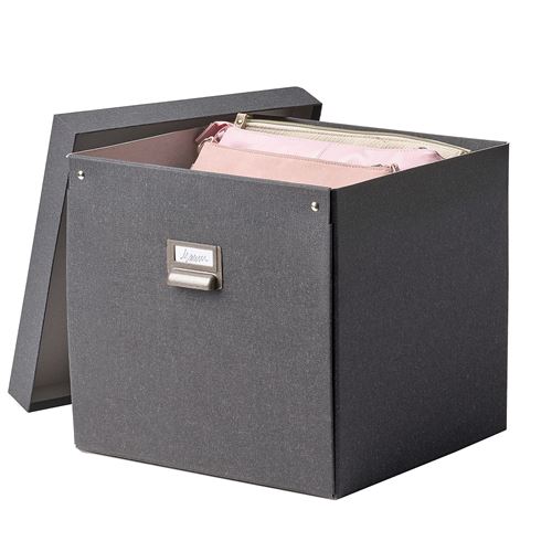 TJOG, box with lid, dark grey, 32x31x30 cm