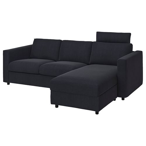 VIMLE, 2'li kanepe ve uzanma koltuğu, saxemara mavi-siyah