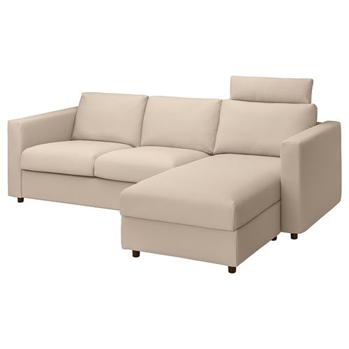 VIMLE, 2-seat sofa and chaise longue, Hallarp beige
