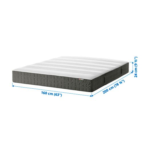 HÖVAG, double bed mattress, dark grey, 160x200 cm