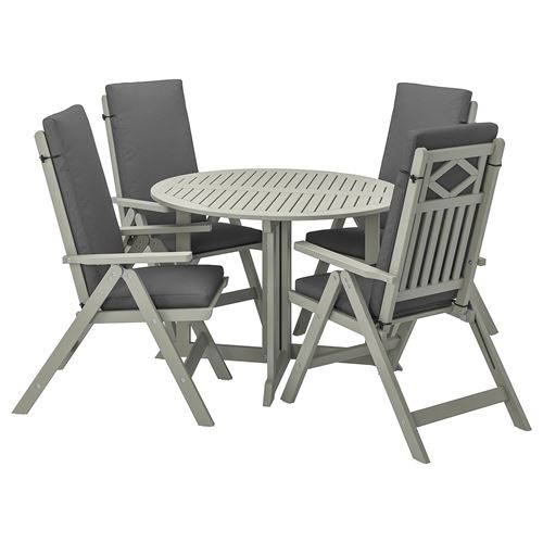 BONDHOLMEN, table and adjustable chairs, grey