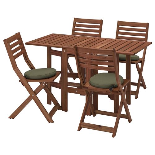 APPLARÖ, katlanabilir masa ve sandalye seti, kahverengi