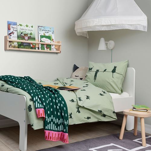BARNDRÖM, single quilt cover and pillowcase, green, 150x200/50x60 cm
