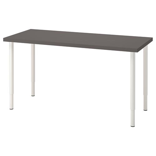 LAGKAPTEN/OLOV, çalışma masası, koyu gri-beyaz, 140x60 cm
