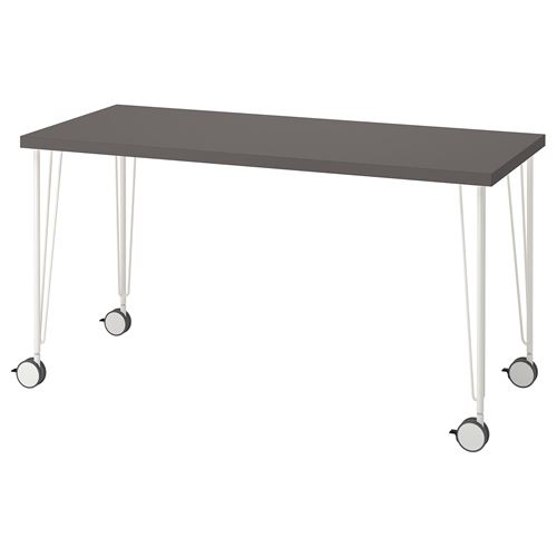LAGKAPTEN/KRILLE, çalışma masası, koyu gri-beyaz, 140x60 cm