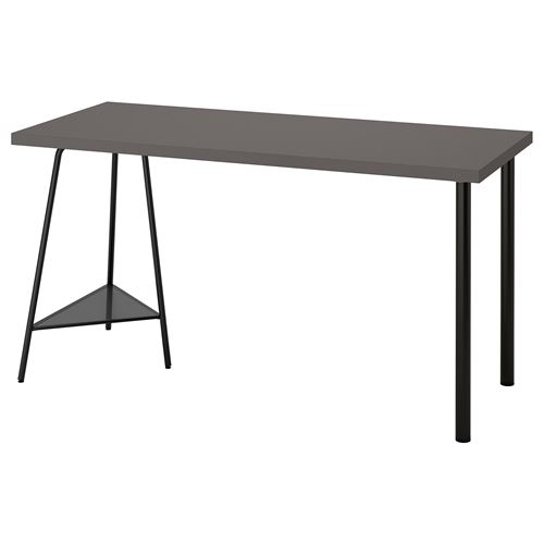 LAGKAPTEN/TILLSLAG, çalışma masası, koyu gri-siyah, 140x60 cm
