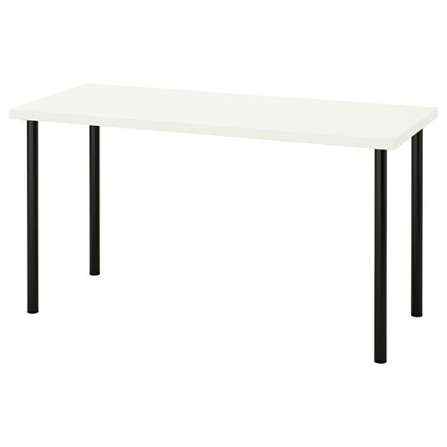 LAGKAPTEN/ADILS, desk, white/black, 140x60 cm