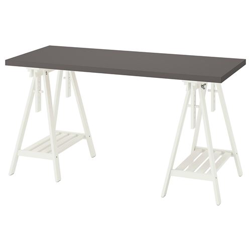 LAGKAPTEN/MITTBACK, çalışma masası, koyu gri-beyaz, 140x60 cm