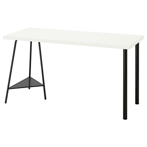 LAGKAPTEN/TILLSLAG, çalışma masası, beyaz-siyah, 140x60 cm