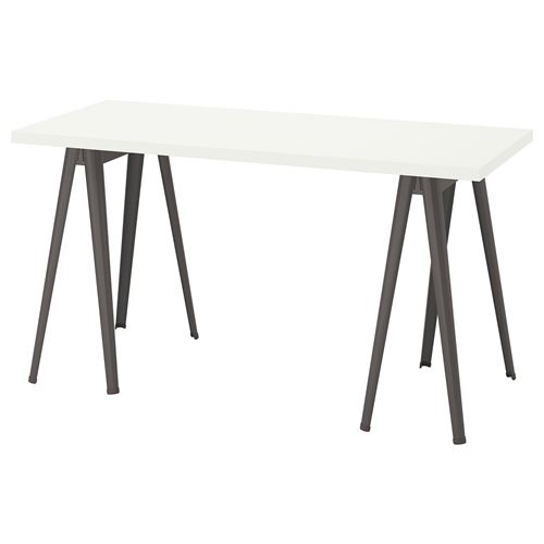 LAGKAPTEN/NARSPEL, çalışma masası, beyaz-koyu gri, 140x60 cm