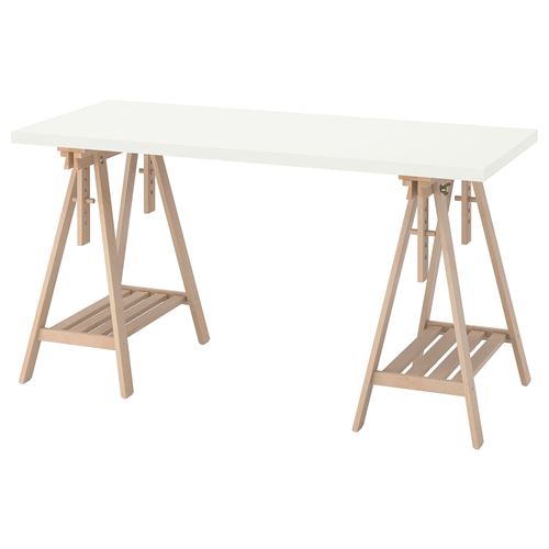 LAGKAPTEN/MITTBACK, çalışma masası, beyaz-huş, 140x60 cm