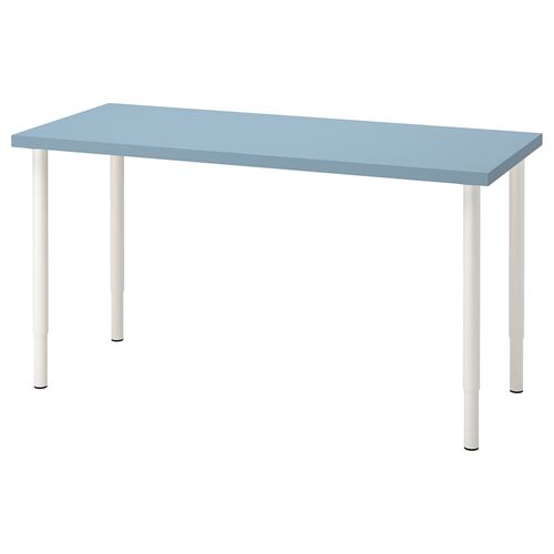 LAGKAPTEN/OLOV, çalışma masası, açık mavi-beyaz, 140x60 cm