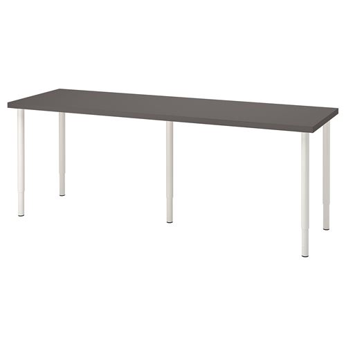LAGKAPTEN/OLOV, çalışma masası, koyu gri-beyaz, 200x60 cm