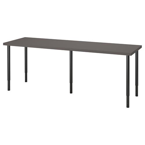 LAGKAPTEN/OLOV, çalışma masası, koyu gri-siyah, 200x60 cm