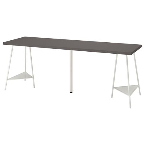 LAGKAPTEN/TILLSLAG, çalışma masası, koyu gri-beyaz, 200x60 cm