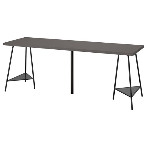LAGKAPTEN/TILLSLAG, desk, dark grey/black, 200x60 cm