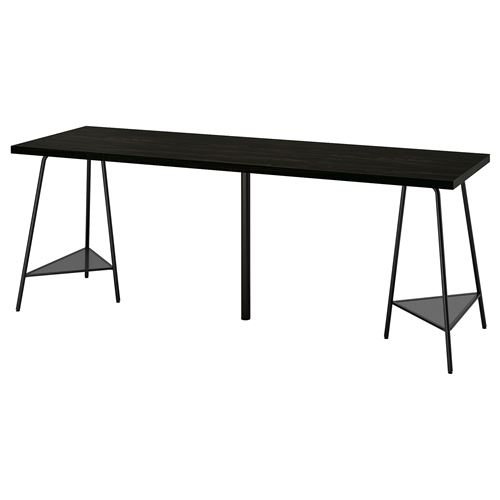 LAGKAPTEN/TILLSLAG, desk, black-brown/black, 200x60 cm