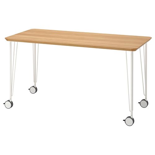 ANFALLARE/KRILLE, çalışma masası, bambu-beyaz, 140x65 cm