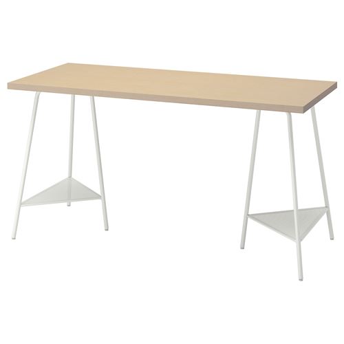 MALSKYTT/TILLSLAG, çalışma masası, huş-beyaz, 140x60 cm