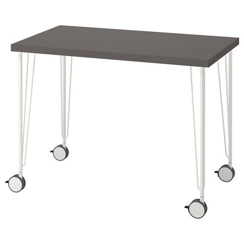 LINNMON/KRILLE, çalışma masası, koyu gri-beyaz, 100x60 cm