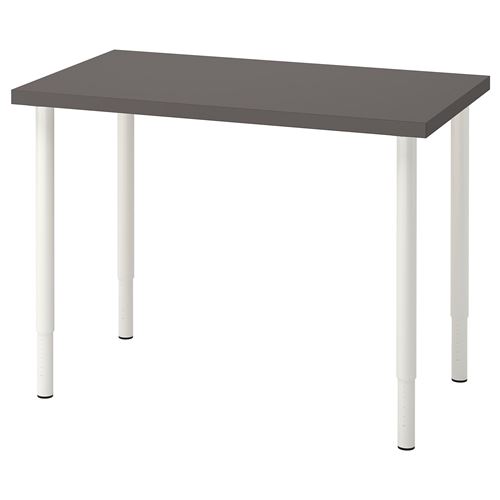 LINNMON/OLOV, desk, dark grey-white, 100x60 cm