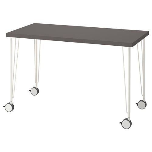 LAGKAPTEN/KRILLE, çalışma masası, koyu gri-beyaz, 120x60 cm