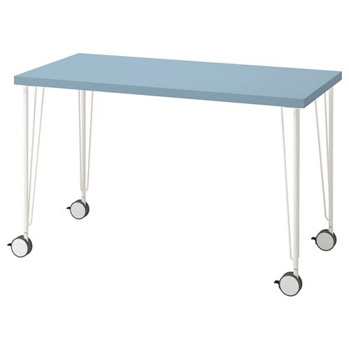 LAGKAPTEN/KRILLE, çalışma masası, açık mavi-beyaz, 120x60 cm