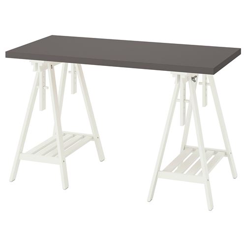 LAGKAPTEN/MITTBACK, çalışma masası, koyu gri-beyaz, 120x60 cm