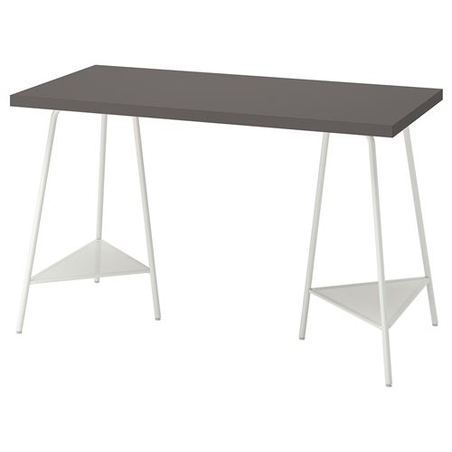 LAGKAPTEN/TILLSLAG, çalışma masası, koyu gri-beyaz, 120x60 cm