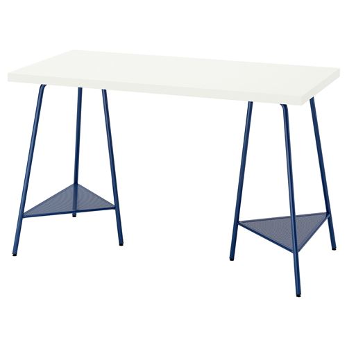 LAGKAPTEN/TILLSLAG, çalışma masası, beyaz-koyu mavi, 120x60 cm