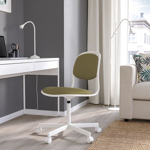 ÖRFJALL, çalışma sandalyesi, beyaz-vissle yeşil