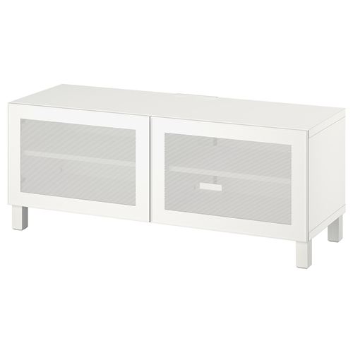 BESTA/MORTVIKEN, tv bench, white, 120x42x48 cm