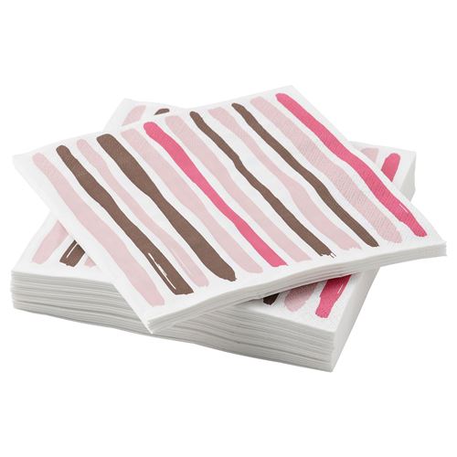 TORRAST, paper napkin, white/pink, 33x33 cm