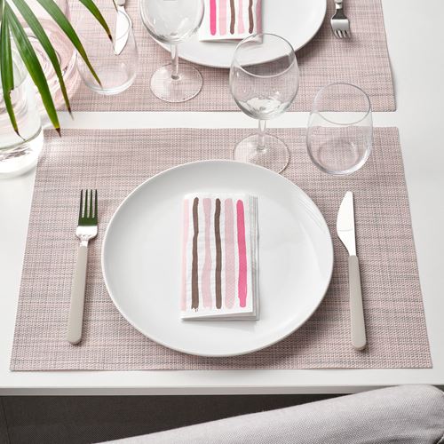 TORRAST, paper napkin, white/pink, 33x33 cm