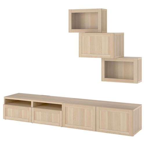 BESTA white stained oak effect/white stained oak eff/clear glass