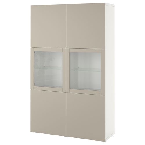 BESTA/LAPPVIKEN, storage combination, white-beige, 120x42x193 cm