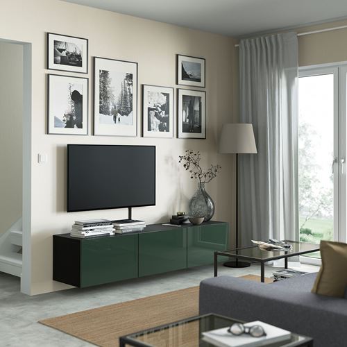 BESTA/SELSVIKEN, tv sehpası, venge-koyu zeytin yeşili, 180x42x38 cm