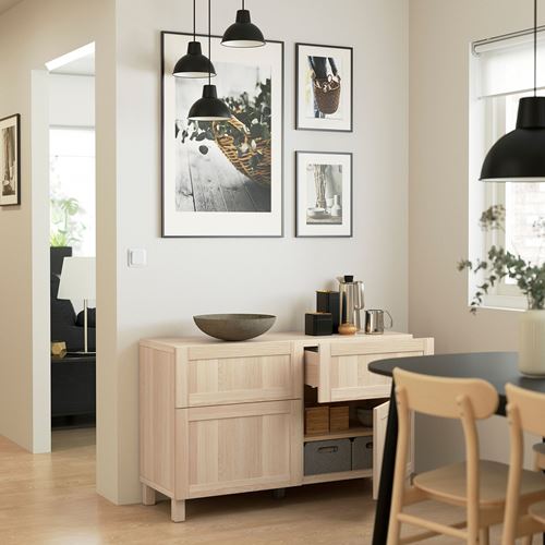 BESTA white stained oak effect 120x42x74 cm storage combination | IKEA