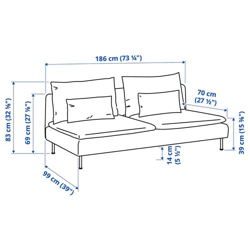 SÖDERHAMN, 3-seat sofa, viarp beige-brown