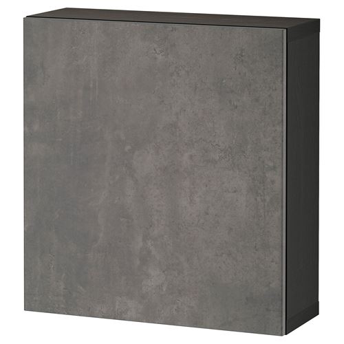 BESTA/KALLVIKEN, wall cabinet, black-brown/dark grey, 60x22x64 cm