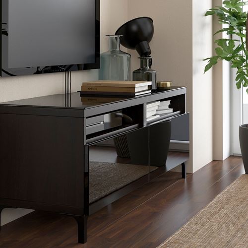 BESTA glass black 120x40 cm top panel IKEA